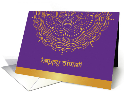 Diwali Greetings Gold Mandala in Purple Background Greeting card