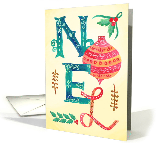 Christmas Greetings NOEL in Watercolor Typography card (1544796)