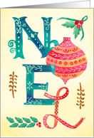 Christmas Greetings NOEL in Watercolor Typography card