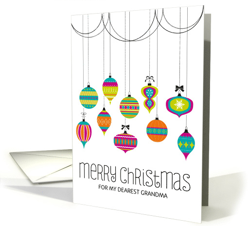 Christmas Greetings Colorful Dangling Ornaments Greeting card
