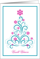 Czech Christmas Greeting Elegant Swirl Blue Christmas Tree card