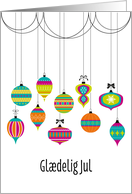 Christmas Greeting Elegant Swirl Blue Christmas Tree in Danish card