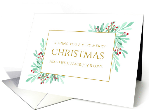 Christmas Greetings with Watercolor Holly card (1546194)