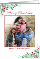 Christmas Photo Greetings with Watercolor Holly card