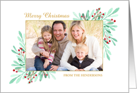 Christmas Photo Greetings with Watercolor Holly card