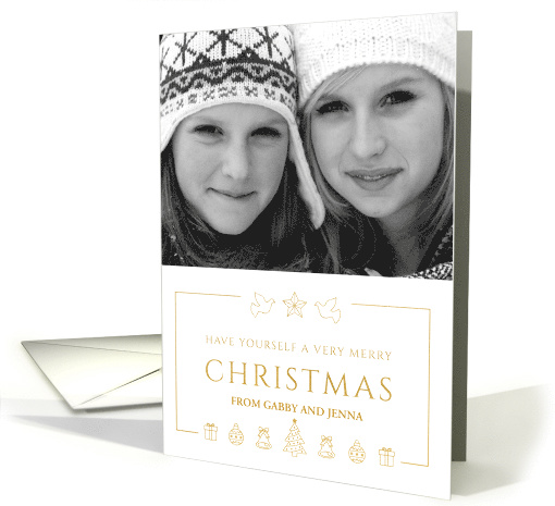 Christmas Photo Greetings with Gold Christmas Icons White... (1546210)