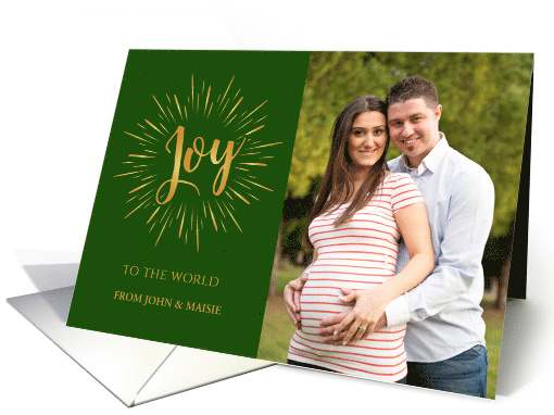 Christmas Photo Greetings in Light Burst and Typography Design card