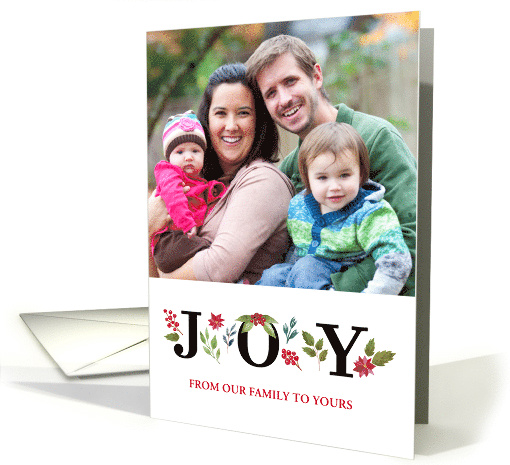 Christmas Photo Greetings in Water Color Typography Design card