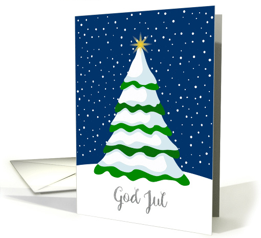 Norwegian Christmas Greeting Winter Snow Christmas Tree card (1546420)