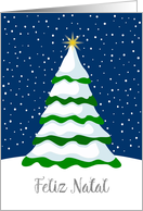 Portuguese Christmas Greeting Winter Snow Christmas Tree card