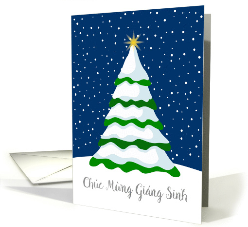 Vietnamese Christmas Greeting Winter Snow Christmas Tree card