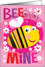 Cute Valentine’s Bumble Bee Flying through hearts and flowers card