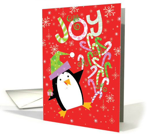 Cute Penguin Balancing Candy Canes and Joy card (1540806)