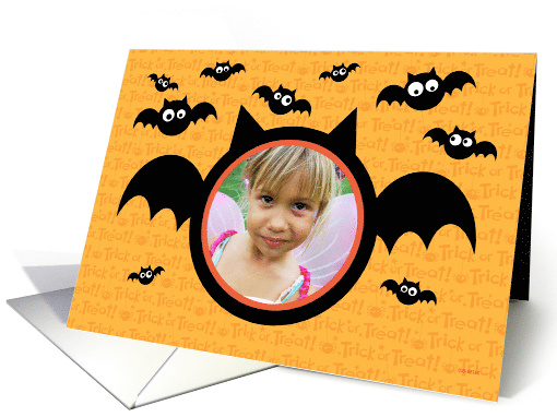 Cute Bats Halloween Custom Photo Grandaughter card (1541354)