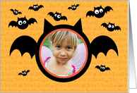 Cute Bats Halloween Custom Photo Grandaughter card