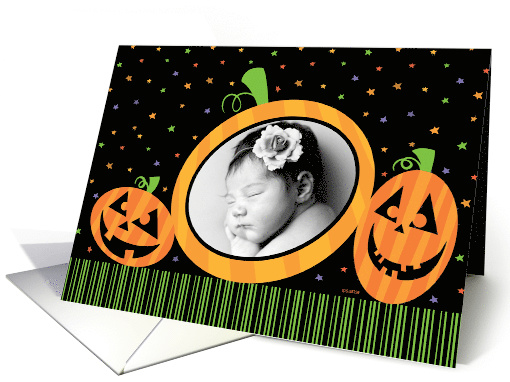 Cute Pumpkins Halloween Custom Photo card (1541362)
