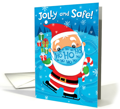Christmas Jolly Skating Santa Pandemic card (1660496)