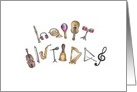 Happy Birthday Spelled Out With Musical Instruments blank card