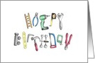 Happy Birthday Alphabet Shaped DIY Tools Blank card