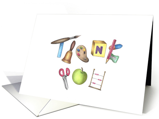 Teacher Thank You Alphabet Shaped Classroom Objects Blank card