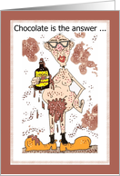 Birthday Chocolate Covered Naked Man Adult Cartoon card