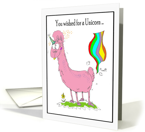 Birthday Llama Farting a Rainbow Cartoon card (1542146)