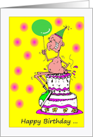 Birthday Sweet Cheeks Naked Man Sitting On Cake Cartoon Adult Humor card