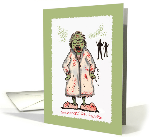 Halloween Zombie Wife Walking Dead Ass Chewing Humor Cartoon card