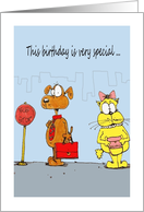 Birthday This Birthday Is Very Special Cartoon Humor Bus Stop Waiting card