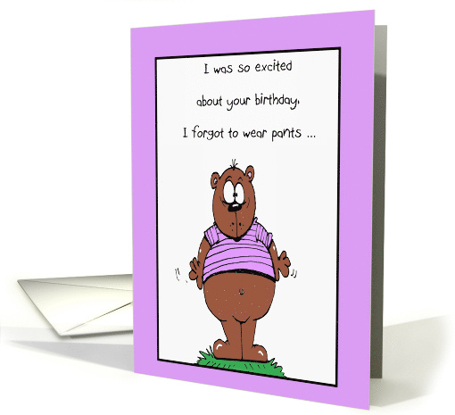 Birthday Bear-Ass Naked Birthday Adult Humor Cartoon card (1548422)