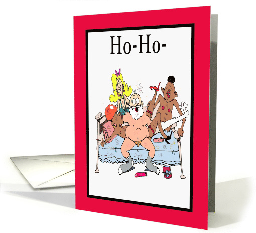Adult Christmas Holy Shit Cartoon Naught Santa Orgy card (1550326)