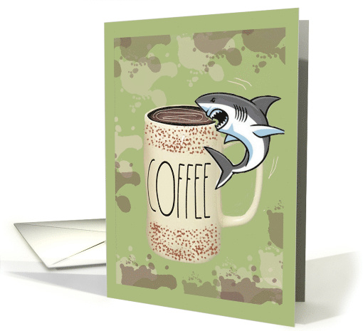 Occasions Coffee Bites Back Shark Cartoon card (1563804)