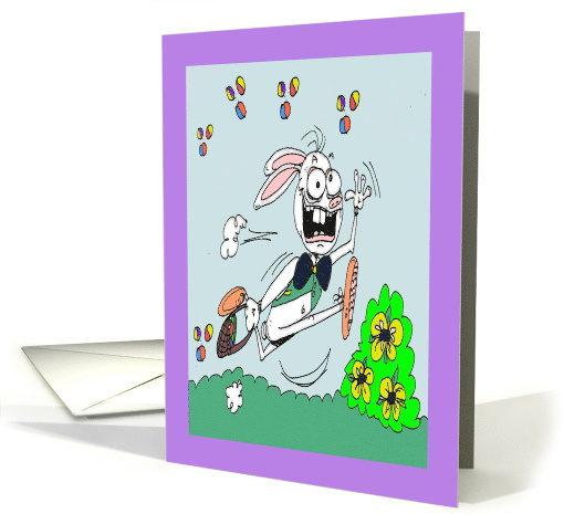 Easter Crazy Easter Egg Chucking Funny Bunny card (1731476)