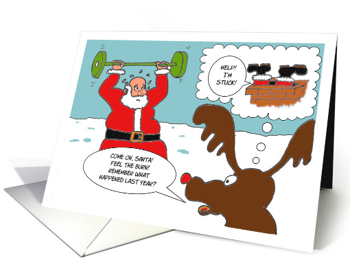 Funny Christmas with Exercise Santa and Reindeer card (1546222)