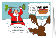 Funny Christmas with Exercise Santa and Reindeer card