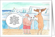 Funny Christmas with Santa and Reindeer on a Cold Cruise card