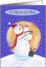 To My Lovely Mom Christmas Snowman Mother card