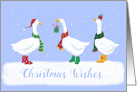 Christmas Wishes Holiday Geese in Wellies with Gifts card