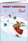 For Dad Father Christmas Santa Claus Skiing card