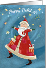 Happy Holidays Joyful Christmas Santa Claus with Stars card