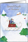 For a Special Couple at Christmas Red Sleigh Winter Scene card