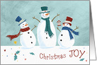 Christmas Joy Holiday Snowmen with Fun Hats and Winter Scarves card