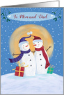 Mom and Dad Mother and Father Christmas Snowmen card