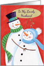 Lovely Husband Christmas Snowmen Mistletoe card