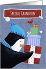 Christmas Special Grandson Penguin Parcels card