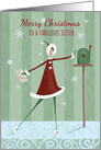 Fabulous Christmas Sister, Modern Girl Mailbox card