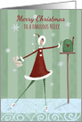 Fabulous Christmas Niece, Modern Girl Mailbox card