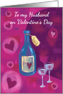 To my Husband on Valentine’s Day Bottle hearts card