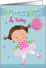 Birthday Girl Ballet Balloon Four Today card