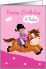 Happy Birthday 4 Today Horse Riding Girl card